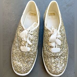 Keds Glittery Gold Sneakers with White Laces
